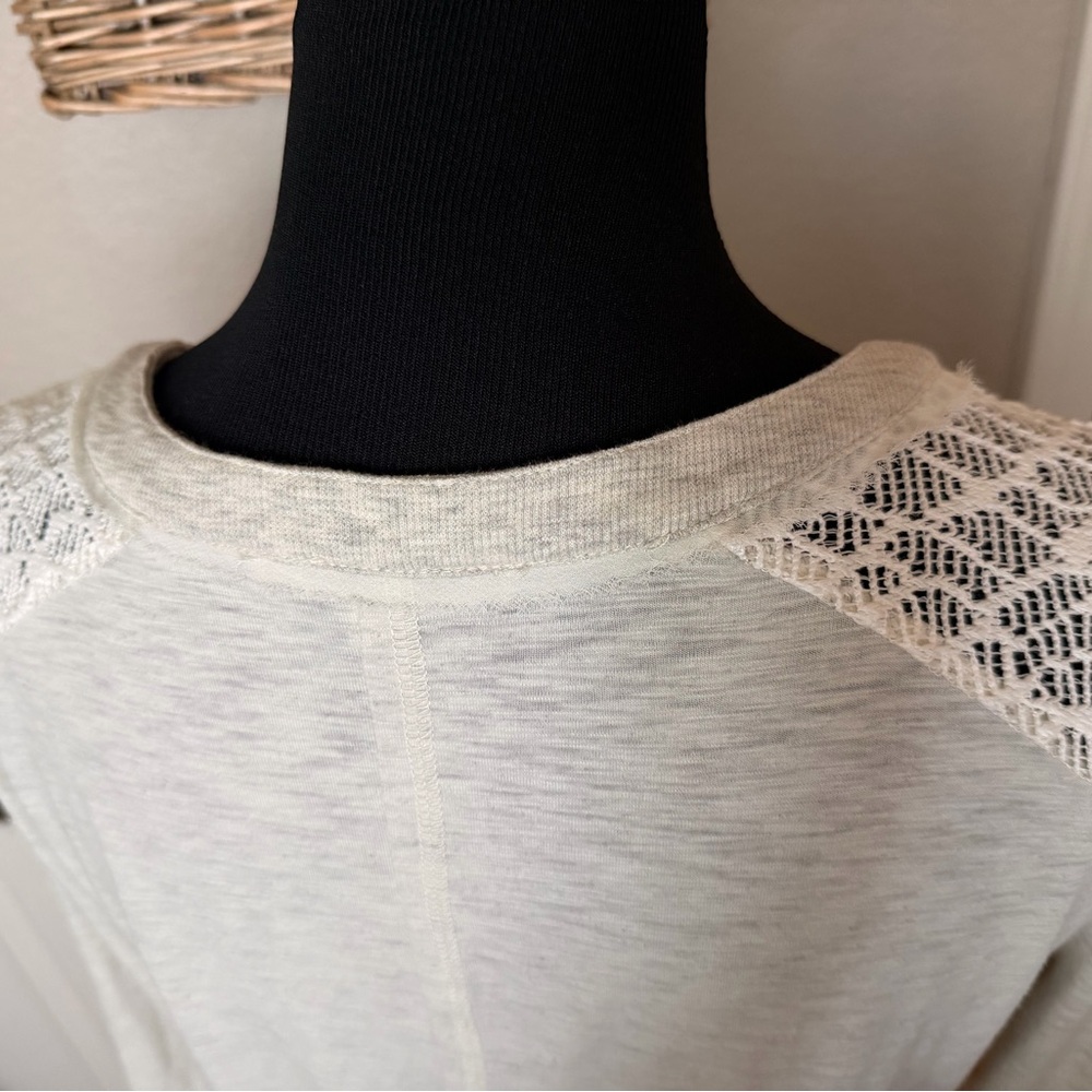 Boho Women's Long Sleeve Embellished Henley Top - Cream - Picture 5 of 7